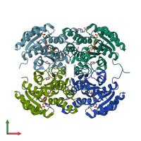 PDB entry 3o4r coloured by chain, front view.