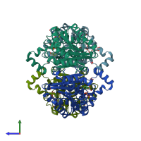 PDB entry 3o4r coloured by chain, side view.