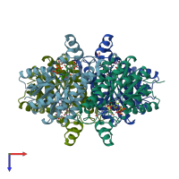 PDB entry 3o4r coloured by chain, top view.