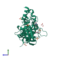 PDB entry 3o4s coloured by chain, side view.