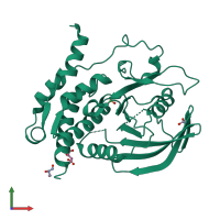 PDB entry 3o4t coloured by chain, front view.