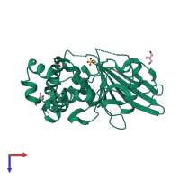 PDB entry 3o4t coloured by chain, top view.