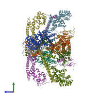 PDB entry 3o4x coloured by chain, side view.
