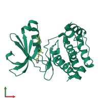 Monomeric assembly 1 of PDB entry 3o50 coloured by chemically distinct molecules, front view.