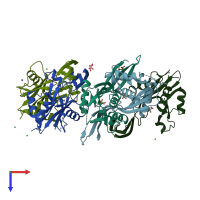 PDB entry 3o52 coloured by chain, top view.