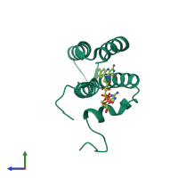 PDB entry 3o55 coloured by chain, side view.