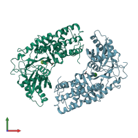 PDB entry 3o5b coloured by chain, front view.