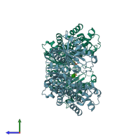 PDB entry 3o5b coloured by chain, side view.