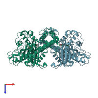 PDB entry 3o5b coloured by chain, top view.