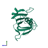 PDB entry 3o5j coloured by chain, side view.
