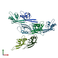 PDB entry 3o5n coloured by chain, front view.