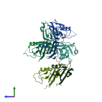 PDB entry 3o5n coloured by chain, side view.