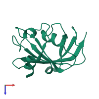 PDB entry 3o5p coloured by chain, top view.