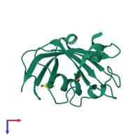 PDB entry 3o5q coloured by chain, top view.