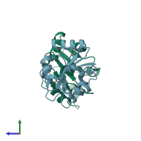 PDB entry 3o5v coloured by chain, side view.
