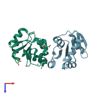 PDB entry 3o5v coloured by chain, top view.