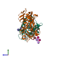 PDB entry 3o5w coloured by chain, side view.