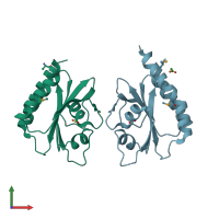PDB entry 3o5y coloured by chain, front view.