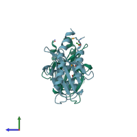 PDB entry 3o5y coloured by chain, side view.