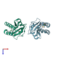 PDB entry 3o5y coloured by chain, top view.