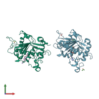 PDB entry 3o64 coloured by chain, front view.