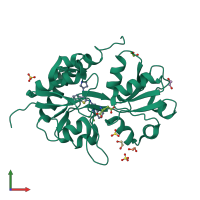 PDB entry 3o6g coloured by chain, front view.