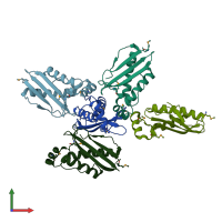 PDB entry 3o6u coloured by chain, front view.