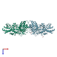 PDB entry 3o6w coloured by chain, top view.