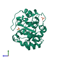 PDB entry 3o6y coloured by chain, side view.