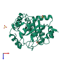 PDB entry 3o6y coloured by chain, top view.