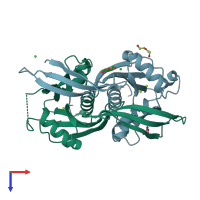 PDB entry 3o6z coloured by chain, top view.