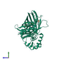 PDB entry 3o77 coloured by chain, side view.