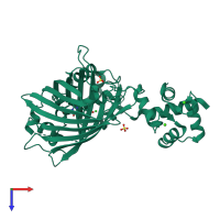 PDB entry 3o77 coloured by chain, top view.