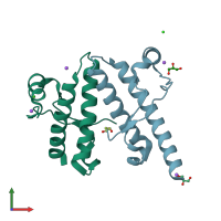 PDB entry 3o79 coloured by chain, front view.