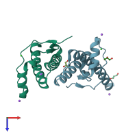 PDB entry 3o79 coloured by chain, top view.