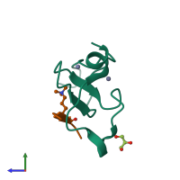 PDB entry 3o7a coloured by chain, side view.