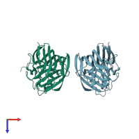 PDB entry 3o7o coloured by chain, top view.