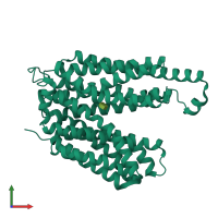 PDB entry 3o7q coloured by chain, front view.
