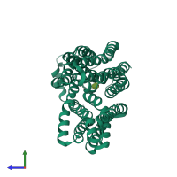 PDB entry 3o7q coloured by chain, side view.