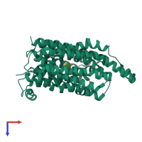PDB entry 3o7q coloured by chain, top view.