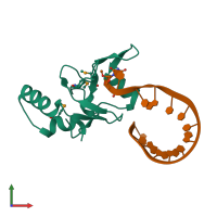 PDB entry 3o7v coloured by chain, front view.