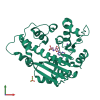 PDB entry 3o7w coloured by chain, front view.