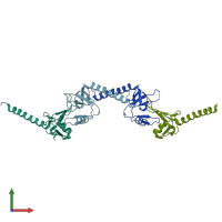 PDB entry 3o7x coloured by chain, front view.