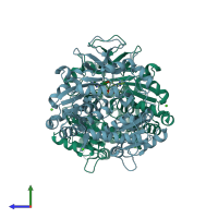 PDB entry 3o82 coloured by chain, side view.