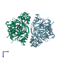 PDB entry 3o82 coloured by chain, top view.