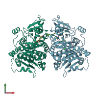 PDB entry 3o83 coloured by chain, front view.
