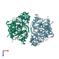 PDB entry 3o84 coloured by chain, top view.