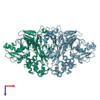 PDB entry 3o8b coloured by chain, top view.