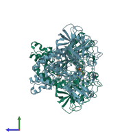 PDB entry 3o8d coloured by chain, side view.