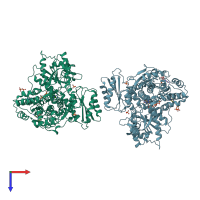 PDB entry 3o8n coloured by chain, top view.